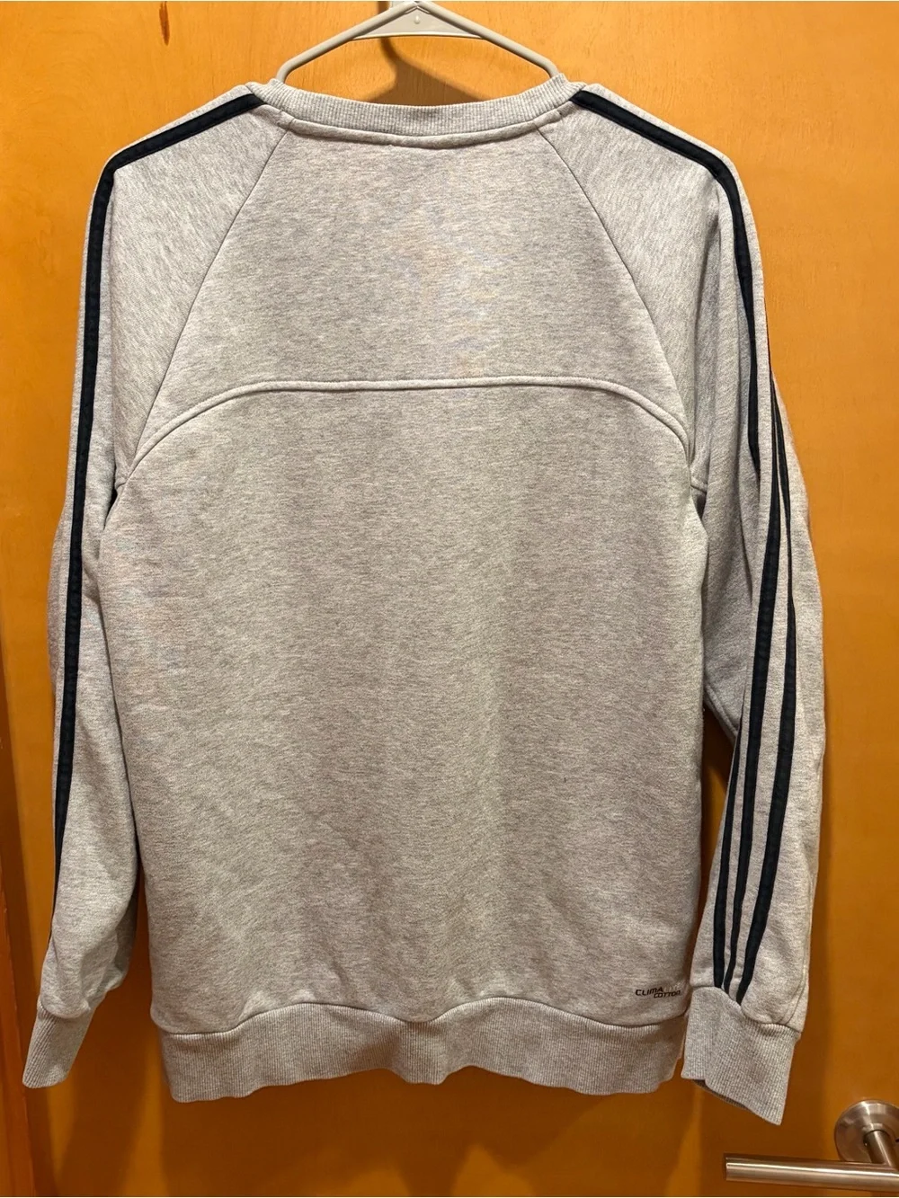 Adidas Men’s Grey Crewneck Sweatshirt with Black Stripes M